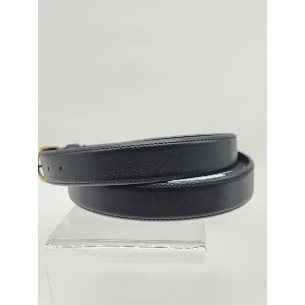 Maus & Hoffman Size 40 Black Leather Dress Belt Made In Italy